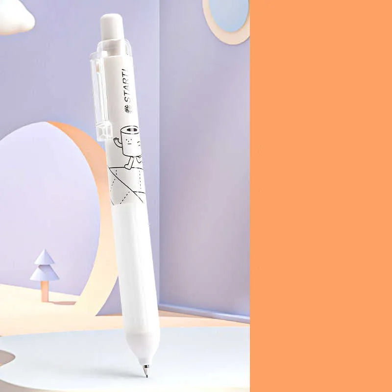 Black and white 0.5mm mechanical pencils with a soft grip section and push-button top.