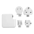 61W laptop power adapter with UK plug measuring 7x7x3cm