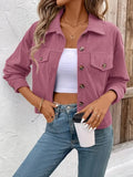 Women's loose-fit retro artistic shirt coat in polyester, shown in one of six available colours.