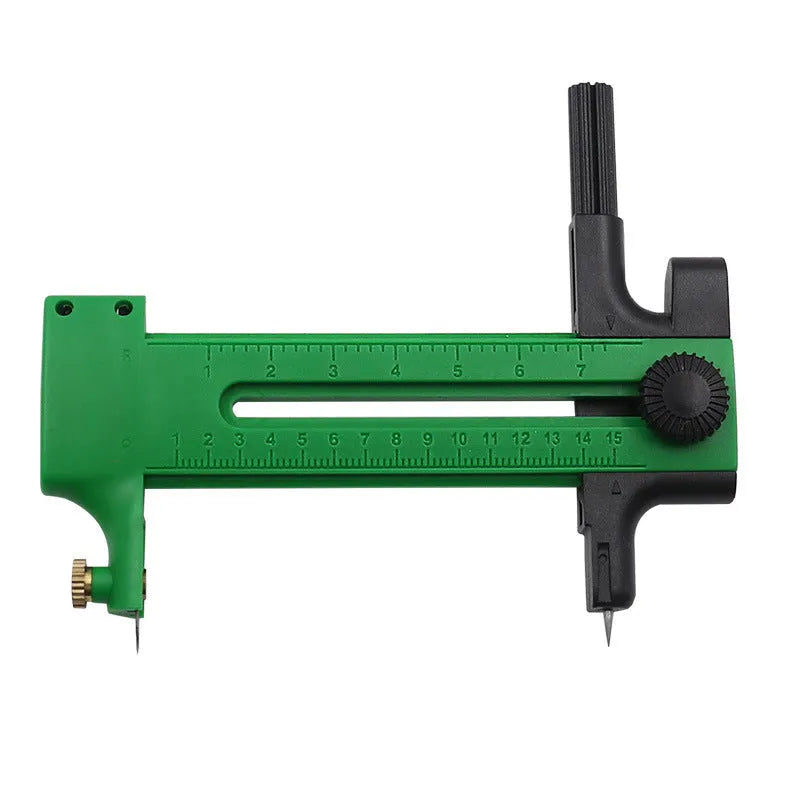 Small round rail compass knife for circular cuts in paper, card, and cloth, plastic body with metal accessories