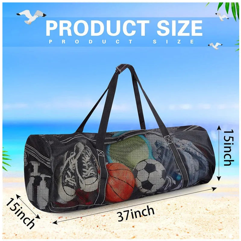 Large black polyester mesh diving luggage bag 50L 94x38x38cm