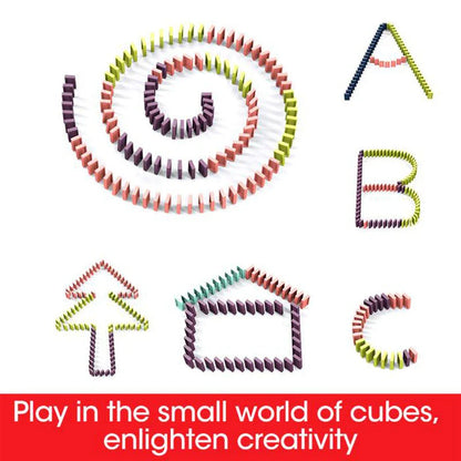 Domino train toy with automatic release feature for creative play