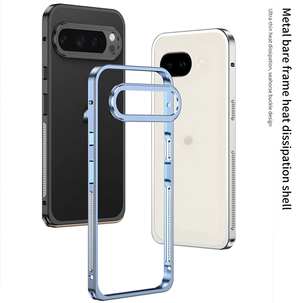 Aluminium alloy Google Pixel 9 Pro XL phone case with heat dissipation bracket in half-pack design