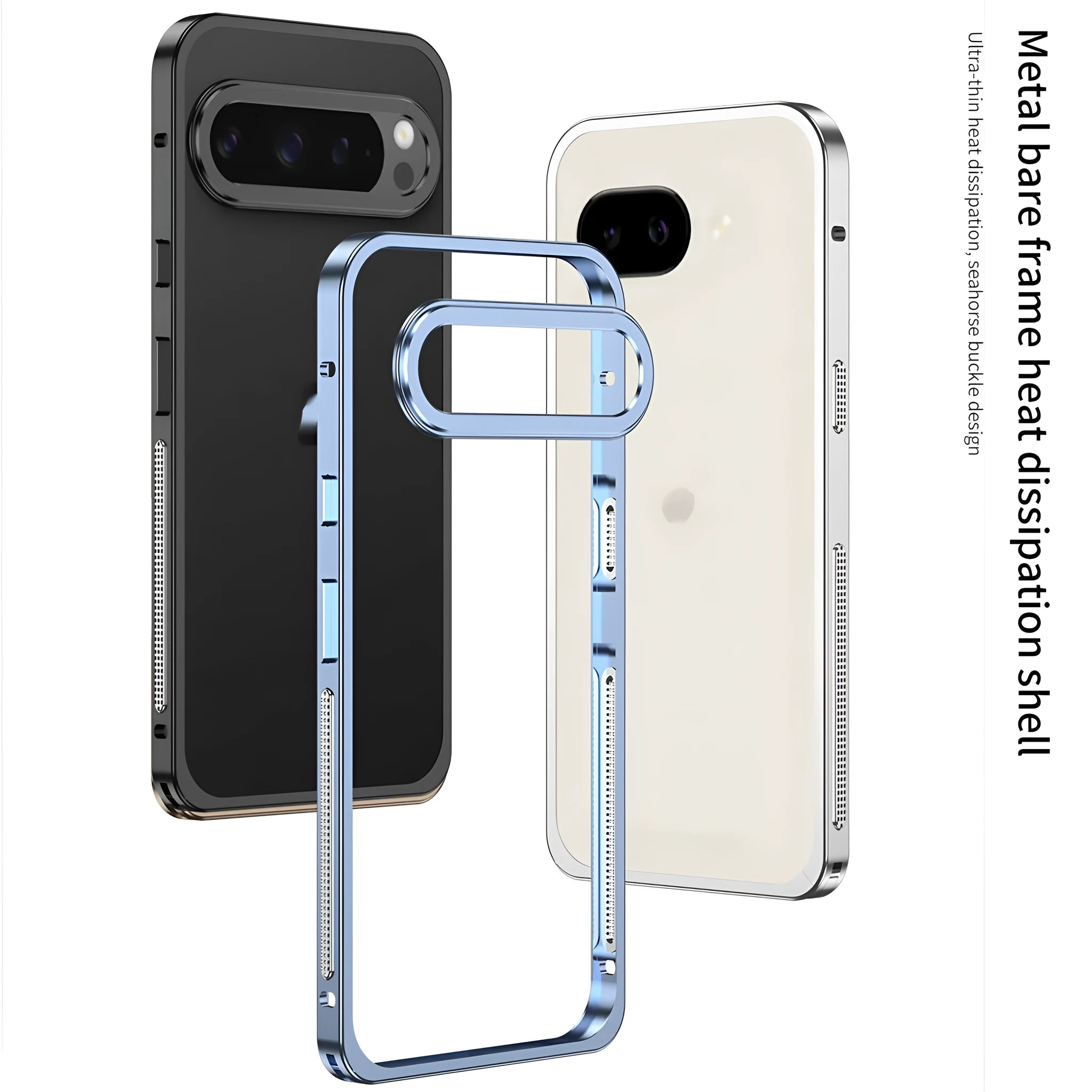 Aluminium alloy Google Pixel 9 Pro XL phone case with heat dissipation bracket in half-pack design