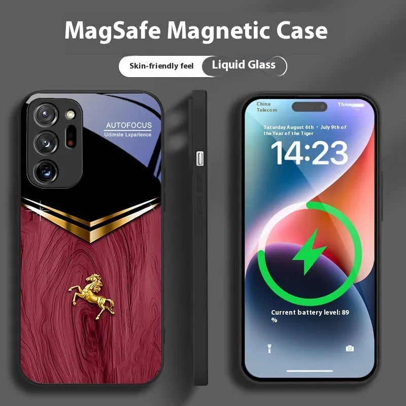 Metal phone case for Samsung with magnetic element, sprayed finish, in black colour