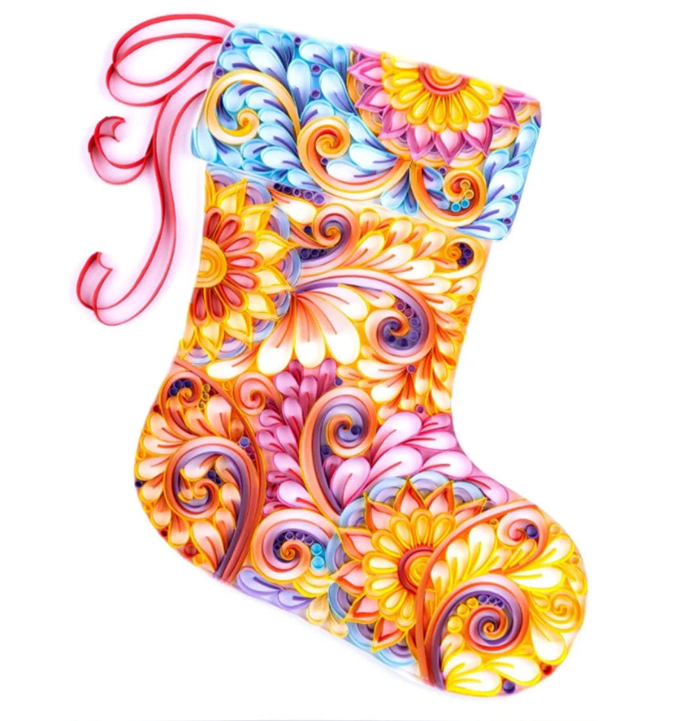 Handmade quilted paper painting craft kit with tools and variety of designs