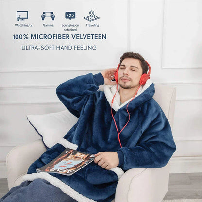 Cozy TV Hoodie Blanket in Variety of Colors - Plush Polyester Pullover with Front Pockets for Relaxation and Comfort