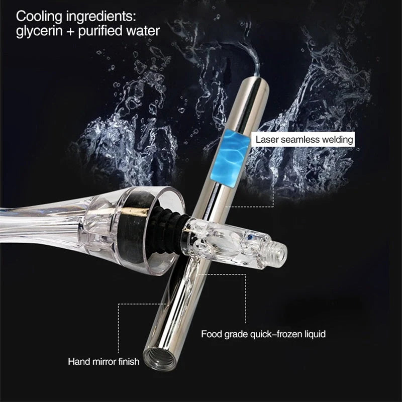 Stainless steel wine chilling rod with leakproof pourer