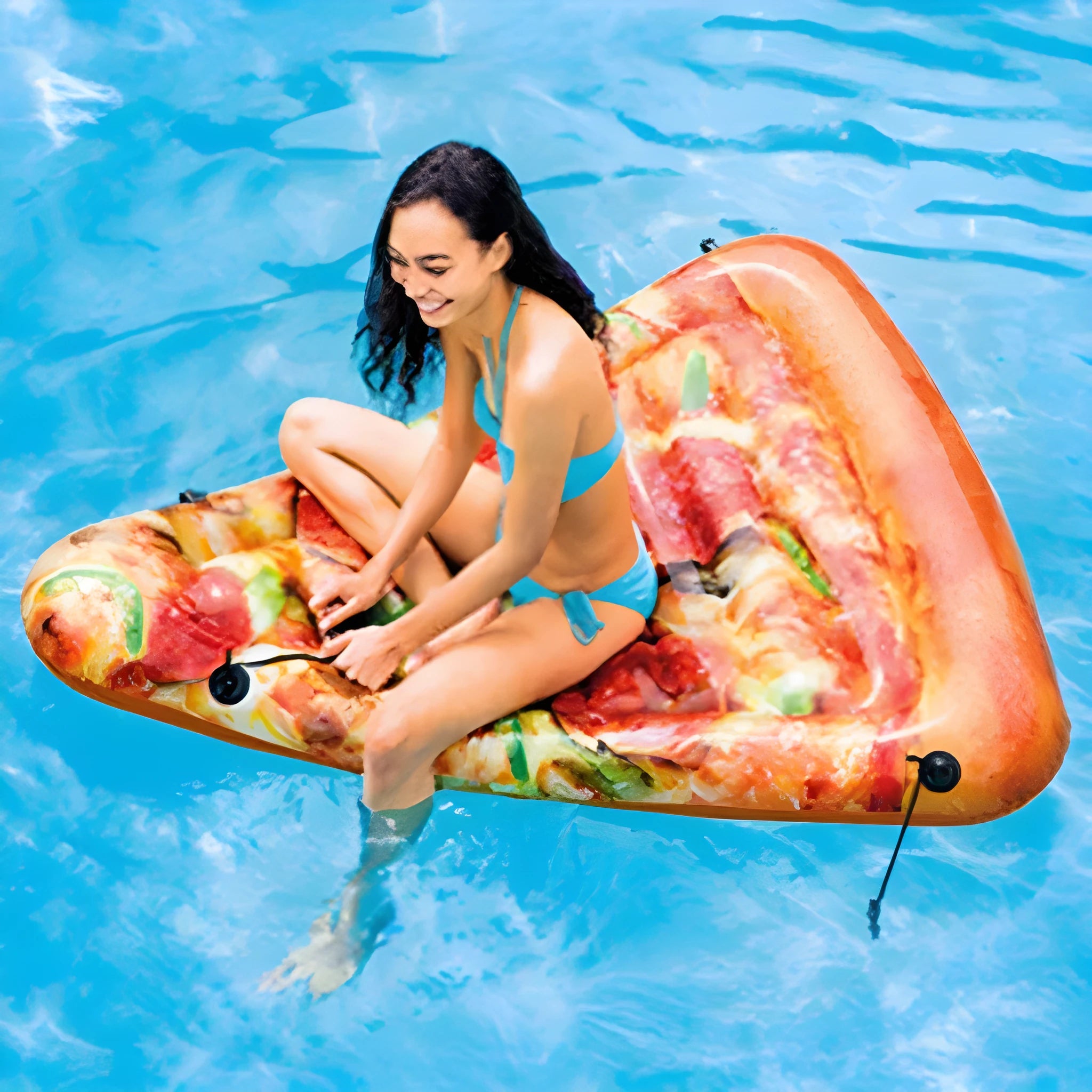 Pizza themed inflatable surfboard recliner float measuring 175cm by 145cm