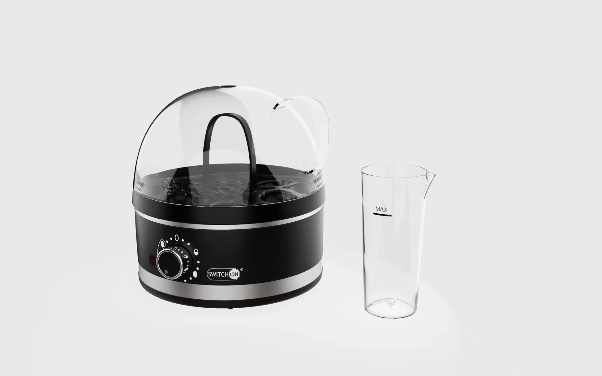 Mini multifunctional household plug-in steam boiler with stainless steel heating plates and adjustable egg hardness settings