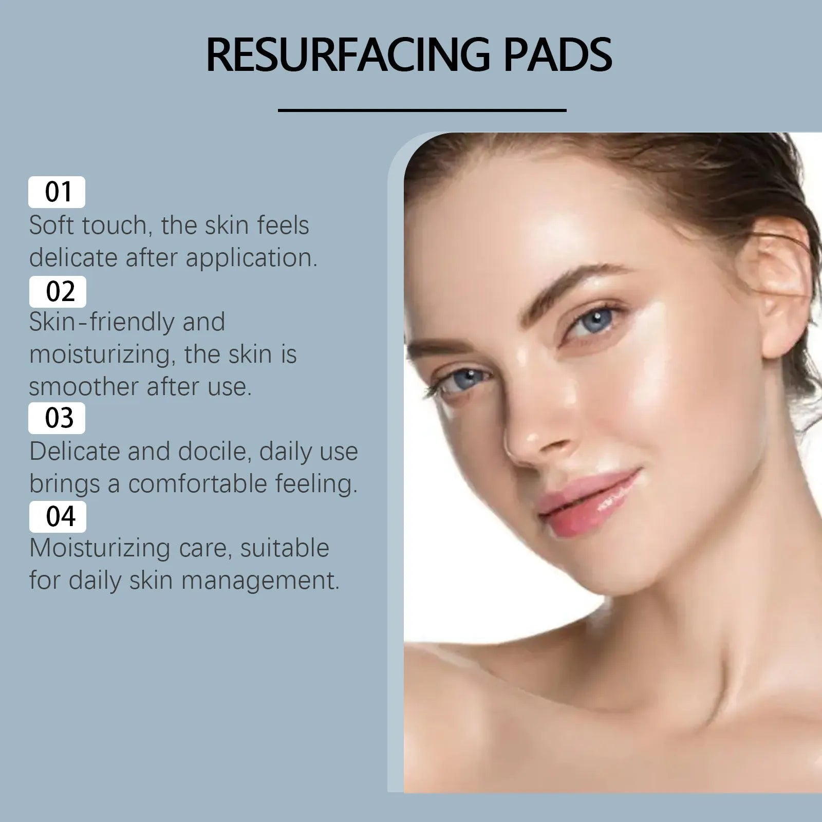 Glycolic acid exfoliating moisturising cotton cloth facial pads 50 count with vitamin complex