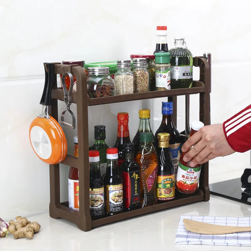 Foldable kitchen storage rack in one of five colours including pink, apricot, light grey, coffee or white