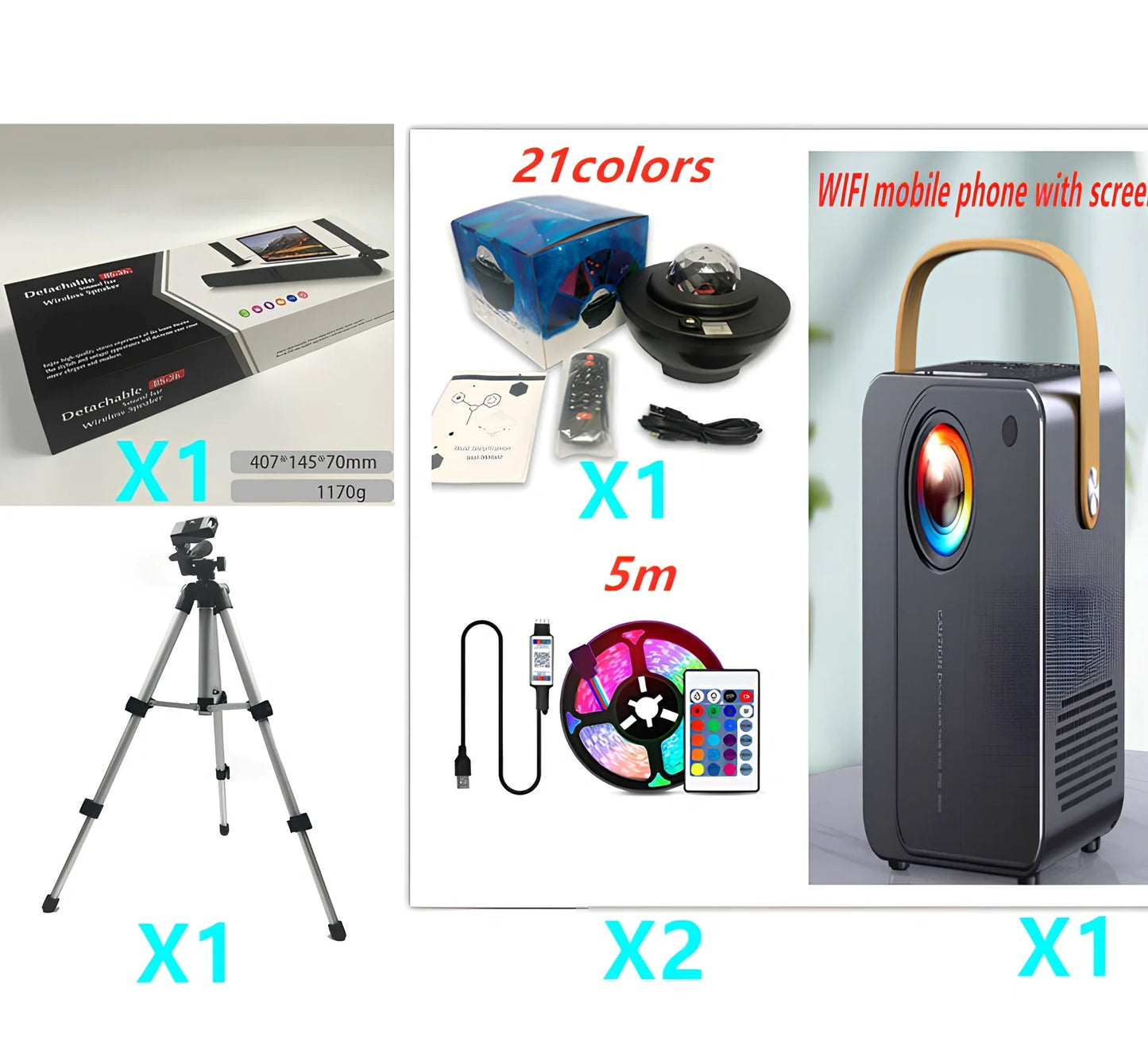 Black Card Combo Bluetooth TV speaker bar, 490x50x50mm, 1.2kg with remote and cables