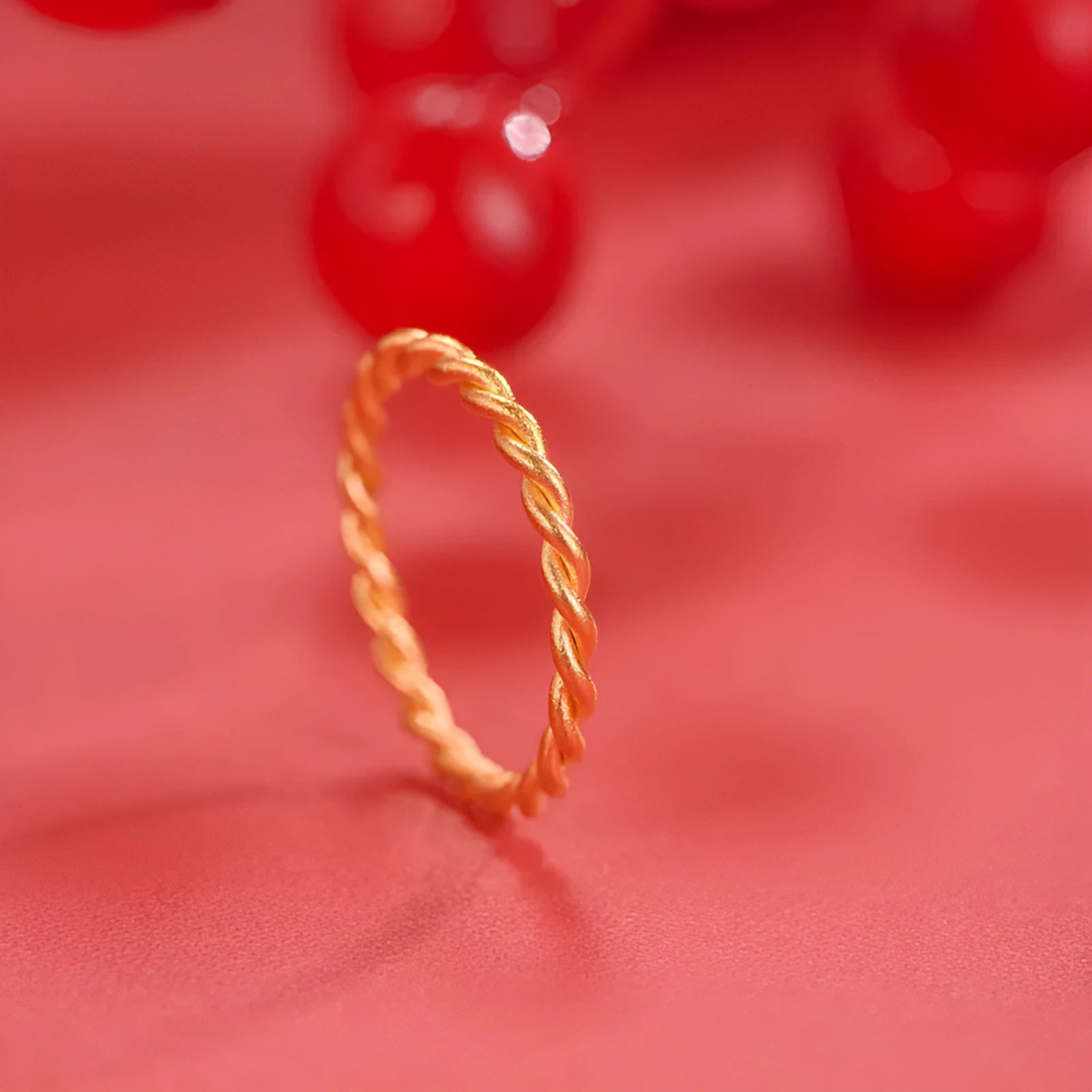 Brass gold plated women's ring shown in simple bracelet matte, glossy, and twist styles on a neutral background.
