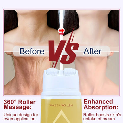 Neck Firming Roller Cream with roller applicator for easy application and deep nourishment