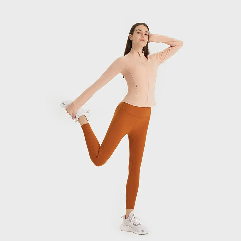 Slim-fit long sleeve yoga cardigan with spandex lining in five colours