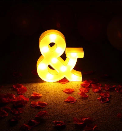 Luminous LED letter and number night light for weddings and parties
