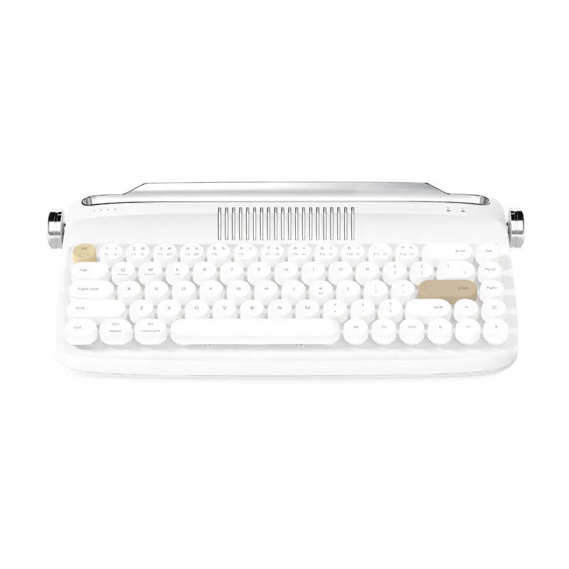 B307 rechargeable retro Bluetooth wireless keyboard in sand beige with white keys, ABS construction