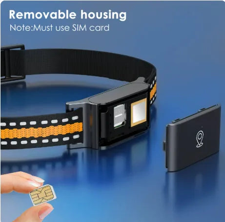 Pet GPS tracking collar in black ABS plastic with GPS module for dogs and cats