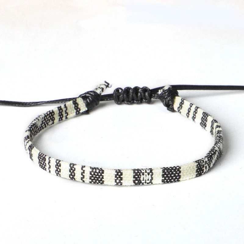 Hand woven rainbow colour bohemian style anklet for men and women