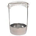 Silver stainless steel oil painting pen washer with a brush clamped at the rim