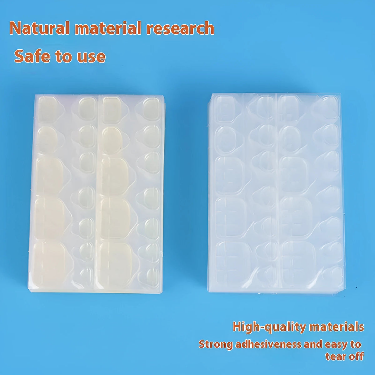 Fake toe nail transparent jelly glue in white colour with shell pattern, ultra-thin and waterproof, pack of 10 pieces