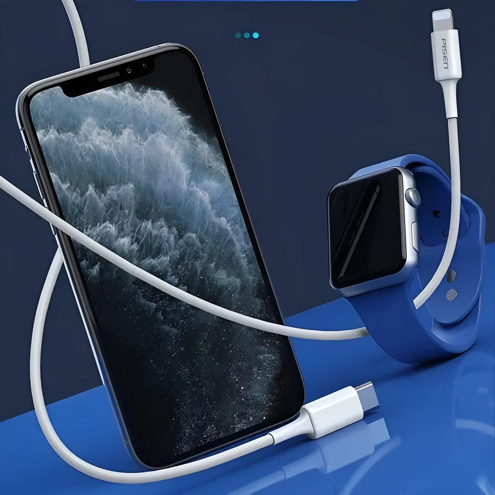 White PVC fast charger cable Type-C to Lightning in 1m length for PD charging
