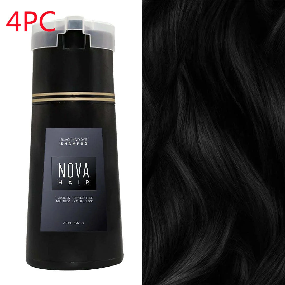 3-in-1 hair dye shampoo for fast white to black transformation with natural ingredients