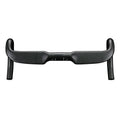 Carbon fibre road bicycle handlebar showing red double-line graphic on a black background.