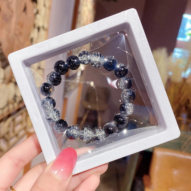 Unisex ice-permeable floral beaded bracelet with geometric design and round elements