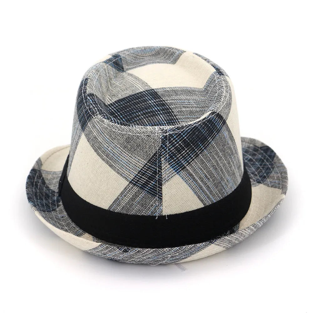 A blue sun hat with a bell crown and medium brim for outdoor sun protection.
