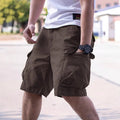 Men's loose fit cotton blend workwear shorts in army green colour with cargo styling