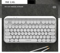 Mini 2.4G wireless punk keyboard in white with 75 keys and USB adapter