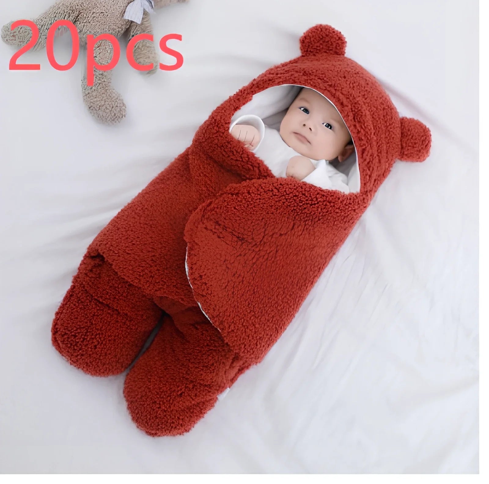 Cotton blend baby quilted sleeping bag wrapper in khaki colour showing quilted pattern and secure fastenings