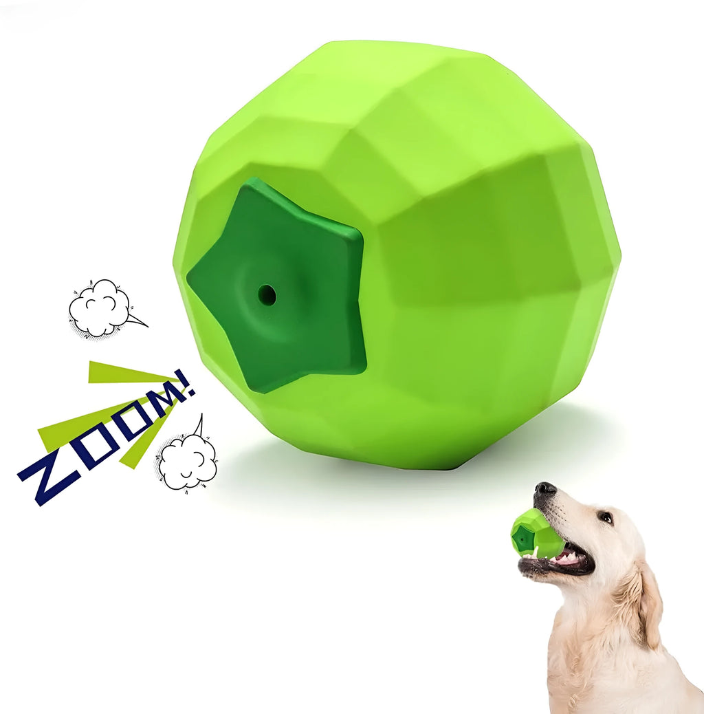 Green natural rubber squeaky chew ball dog toy for large breed aggressive chewers