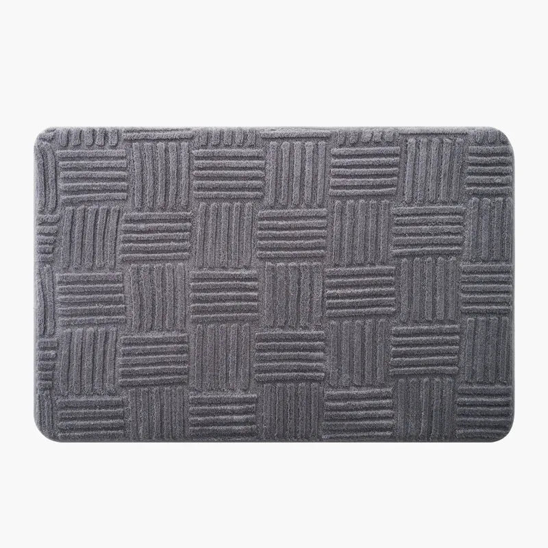 Solid colour woven polyester bathroom non-slip floor mat in beige, gray, white; sizes 40x60cm, 50x80cm, 60x90cm
