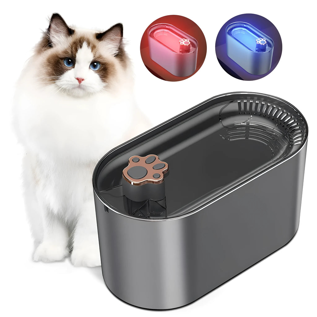 Berlin blue pet water fountain with 3 litre capacity, quiet pump, and triple filter for cats and dogs
