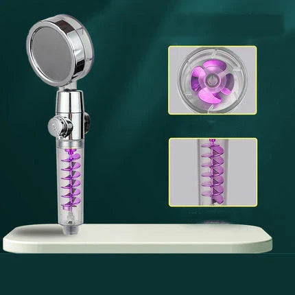 Powerful dual-turbine shower head with adjustable spray patterns and high-quality construction