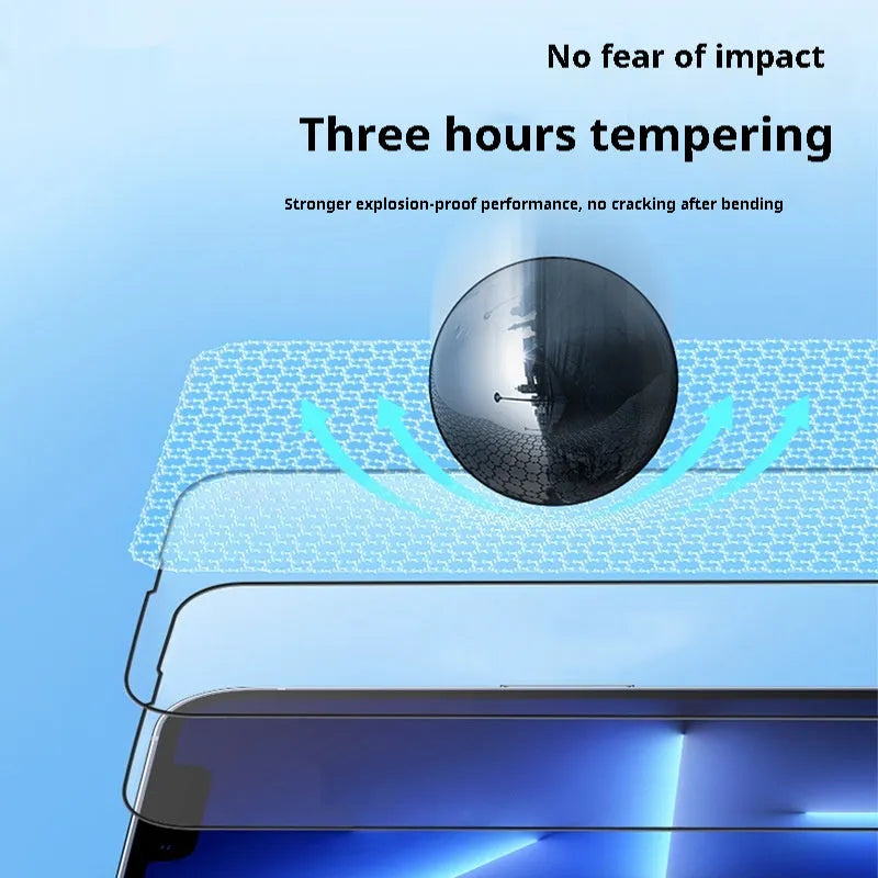 Tempered glass screen protector for iPhone 15 in black colour with HD anti-fingerprint coating