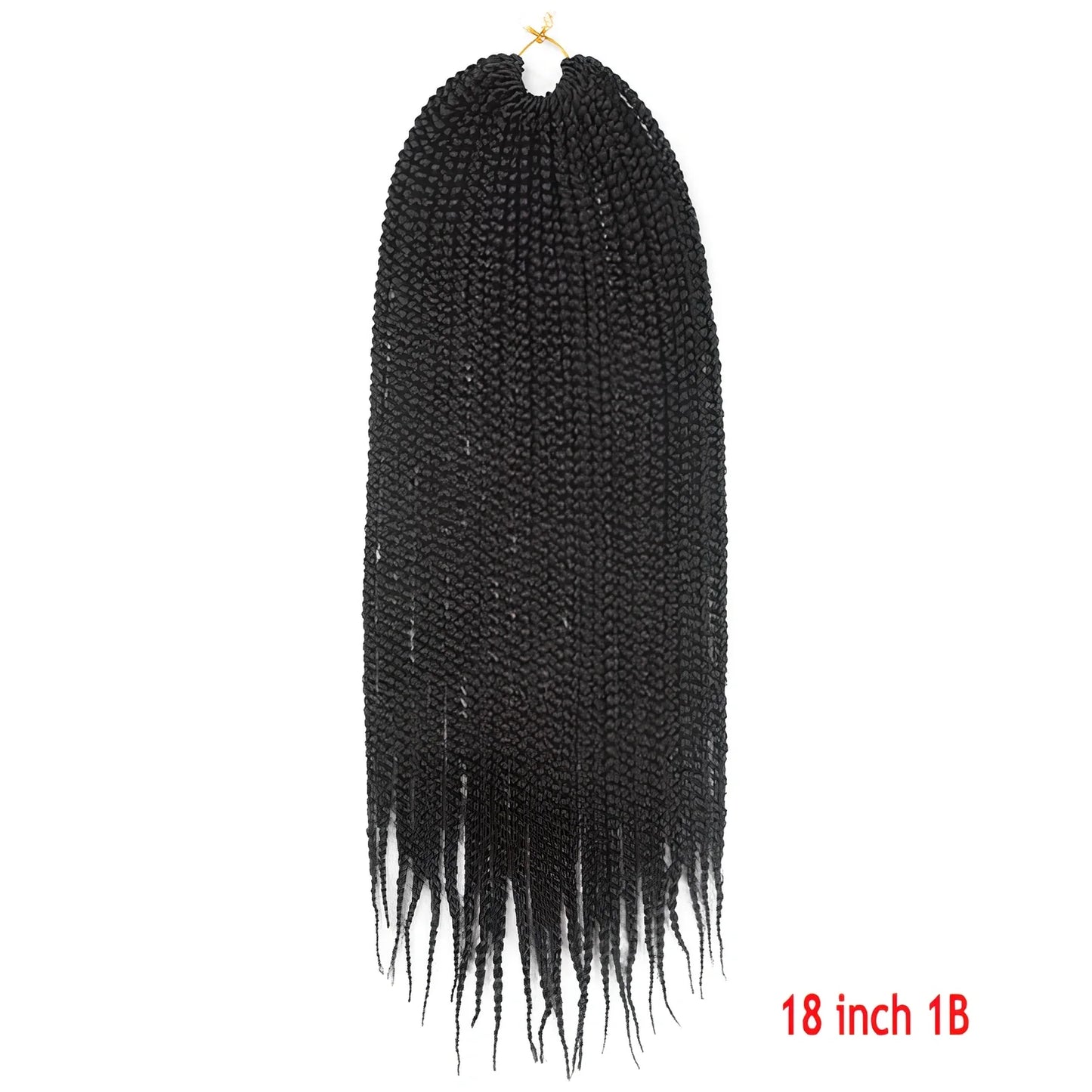 Crochet Senegal box braids extensions in 18 inch 1B colour, three silk braids per piece for easy hair installation