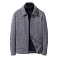 Men's woolen coat in black, gray, and brown colours made from bamboo fibre blend, Asian sizes M to 5XL