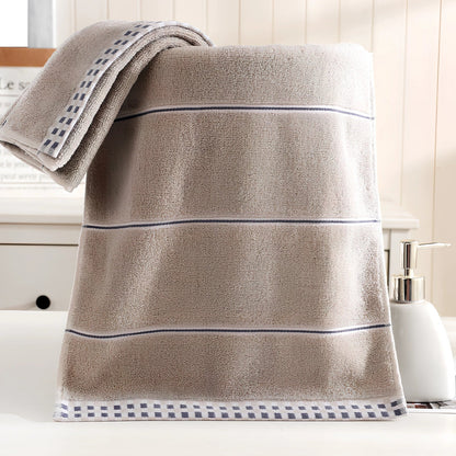 Grey houndstooth 90% cotton facial towel, 35x75cm, quick-absorbing for couples' bathroom use