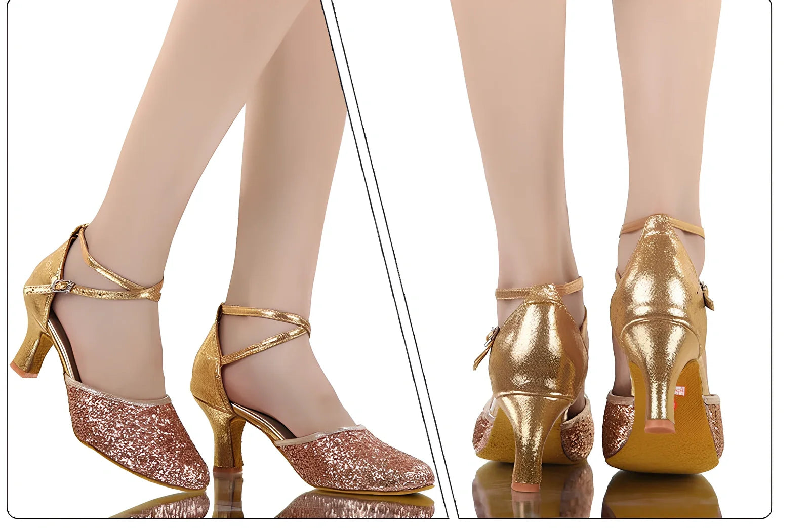 Women's silver high-heeled Latin dance shoes with 7cm heel, sequins, pointed toe, size 36-41