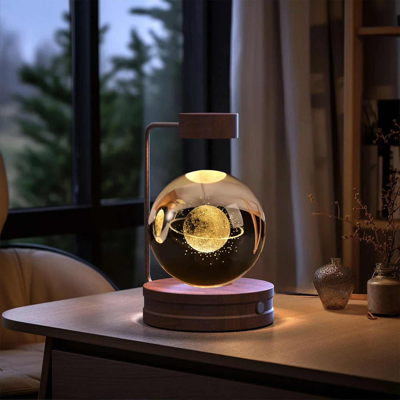 Dazzling crystal ball nightlight with captivating cosmic designs, creating a warm, soothing ambiance in your home