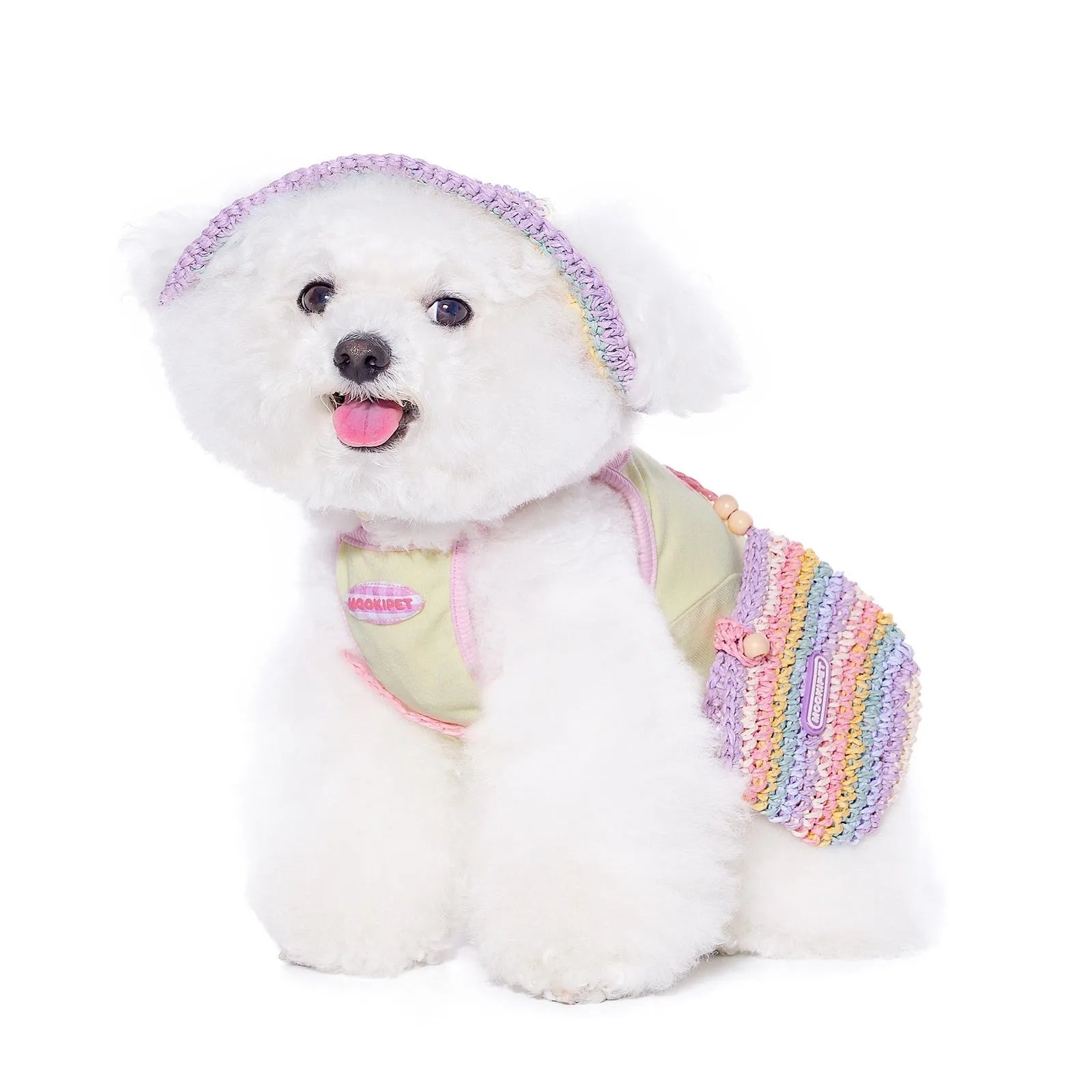 Small dog woven sun hat in 100% paper summer style for Yorkshire Bichon breeds
