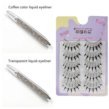 Multicolour self-adhesive false eyelashes with eyeliner for easy application