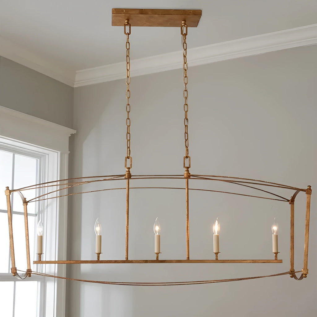 Simple Villa iron droplight ceiling lamp with four heads in black iron or gold foil colour