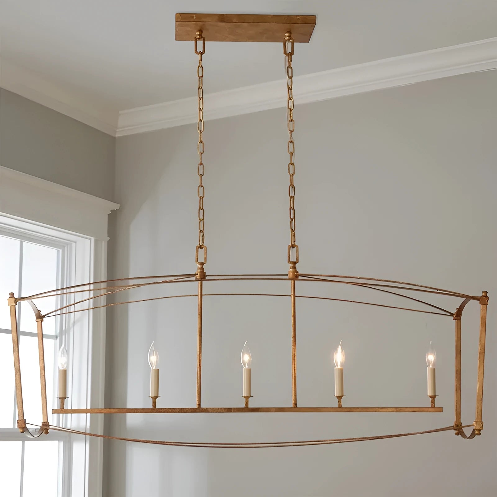 Simple Villa iron droplight ceiling lamp with four heads in black iron or gold foil colour