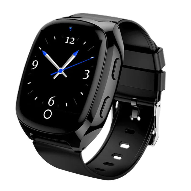 Black GPS tracker phone watch with 1.54-inch touch screen displaying location map interface
