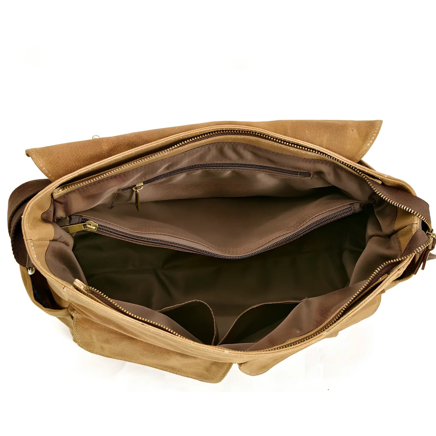 Retro men's canvas shoulder messenger bag in black, waterproof with internal pockets for laptop and phone, medium square size